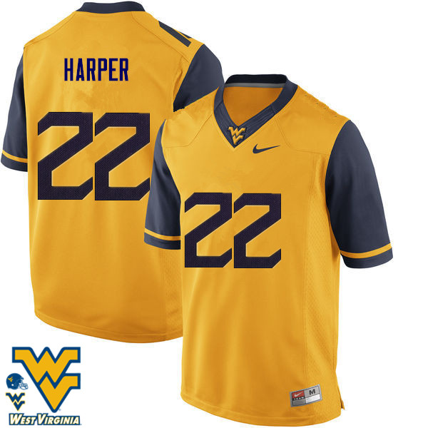 NCAA Men's Jarrod Harper West Virginia Mountaineers Gold #22 Nike Stitched Football College Authentic Jersey YU23Z60OQ